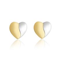 Brinco Coração Duas Cores Banhado a Ouro 18k
