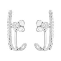 Brinco Coração Ear-Hook Banhado a Prata 925