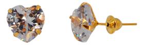 Brinco Coração Fixo Zirconia Ouro 18k