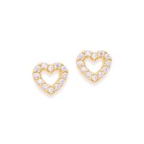 Brinco coração folheado a ouro com zircônias - tam.único 5265840006