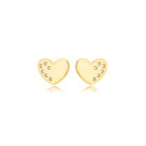 Brinco Coração Lateral cravejada Banhado a Ouro 18k