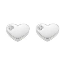 Brinco Coração Liso com Uma Pedra de Zircônia Cravada - Prata 925 Brinco Coração Liso com Uma Pedra de Zircônia Cravada - Prata 925