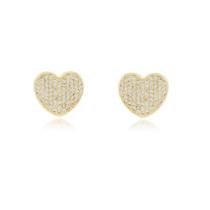 Brinco coração micro zirconia cravejada banhado a ouro 18k Brinco coração micro zirconia cravejada banhado a ouro 18k