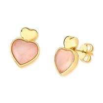 Brinco Coração Quartzo Rosa Dourado Semijoia Lizzy Fatin Brinco Coração Quartzo Rosa Dourado Semijoia Lizzy Fatin