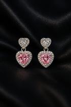 Brinco coração Rosa em prata 925 legitima e base coração Zirconia Brinco coração Rosa em prata 925 legitima e base coração Zirconia