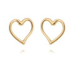 Brinco Coração Vazado Banhado A Ouro 18K