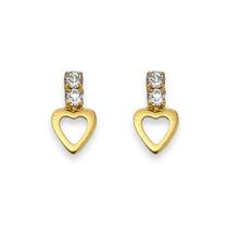 Brinco Coração Vazado e Zircônias Banhado a Ouro 18K Brinco Coração Vazado e Zircônias Banhado a Ouro 18K