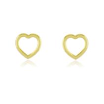 Brinco Coração Vazado Via - Banho Ouro 18K Brinco Coração Vazado Via - Banho Ouro 18K