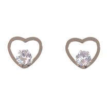 Brinco Coração Zircônia em Aço Inox