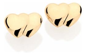 Brinco Corações Lisos Sobrepostos Rommanel 523611 Brinco Corações Lisos Sobrepostos Rommanel 523611