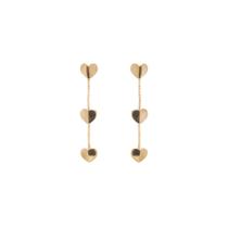 Brinco Corações Pendurados Banhado a Ouro 18K