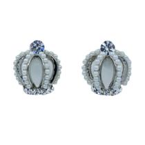 Brinco Coroa mini Pérolas e Strass Semijoia Akasaki BC2419