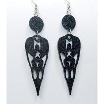 Brinco Cranio Corvo Viking - Com Glitter em Resina Preta, Comemore a sua Herança Nórdica com Estilo