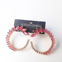 Brinco cravejado com zirconia pigmentada Rosa Brinco cravejado com zirconia pigmentada Rosa