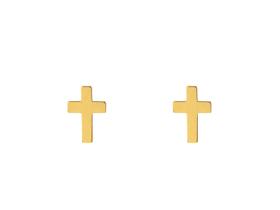 Brinco Cruz Crucifixo Em Ouro 18k Segundo Furo Infantil