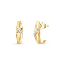 Brinco Curvado Fosco Topázio Branco em Ouro 18K - AU13744 - BRUNA TESSARO JOIAS