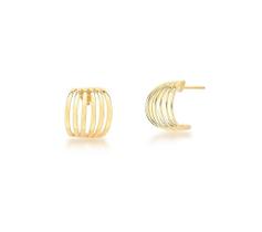 BRINCO CURVO COM SEIS FILEIRAS LISAS BANHADA A OURO - Acessório Elegante para Todas as Ocasiões BRINCO CURVO COM SEIS FILEIRAS LISAS BANHADA A OURO - Acessório Elegante para Todas as Ocasiões