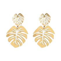 Brinco Dangle Folha Boêmia Dourada Para Mulheres, Brinco Geométrico De Planta Tropical, Joias