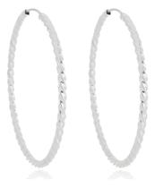 Brinco De Argola 7,5 Cm Fio Torcido Prata 925 Legítima