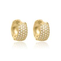 Brinco de Argola Articulada Cravejado de Zircônias Folheado em Ouro 18k Brinco de Argola Articulada Cravejado de Zircônias Folheado em Ouro 18k