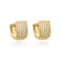 Brinco de Argola Articulada Larga Cravejada de Zircônias Folheado em Ouro 18k Brinco de Argola Articulada Larga Cravejada de Zircônias Folheado em Ouro 18k