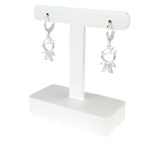 Brinco De Argola Banhado a Prata Com Menino Vazado Com Zircônias Bijou Art