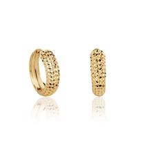 Brinco de Argola Click Diamantada Em Ouro 18k Média 14mm Brinco de Argola Click Diamantada Em Ouro 18k Média 14mm