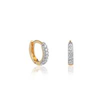 Brinco de Argola Click Em Ouro 18k 9mm Cravejada Zircônias