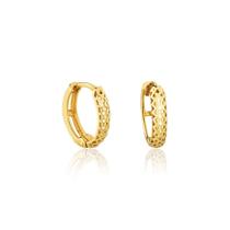 Brinco de Argola Click Em Ouro 18k Trabalhada Diamantada Segundo Furo Infantil Brinco de Argola Click Em Ouro 18k Trabalhada Diamantada Segundo Furo Infantil