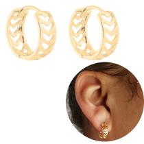 Brinco de argola clicker banhado a ouro 18k setas largo