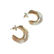 Brinco de Argola com Acrílico Transparente e Base Dourada