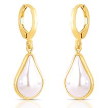 Brinco De Argola Com Perola De Gota Grande Folheado A Ouro Brinco De Argola Com Perola De Gota Grande Folheado A Ouro