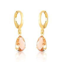 Brinco De Argola Com Pingente De Gota Folheado A Ouro Brinco De Argola Com Pingente De Gota Folheado A Ouro