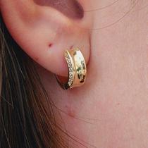 Brinco De Argola Com Zirconia Folheado A Ouro Brinco De Argola Com Zirconia Folheado A Ouro