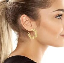 Brinco De Argola Corrente Banhado A Ouro 18K Brinco De Argola Corrente Banhado A Ouro 18K