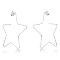 Brinco De Argola De Tarraxa Estrela Aço Inox Hipoalérgico