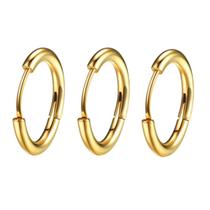 Brinco de Argola Dourado Aço Cirúrgico - 3 unidades Brinco de Argola Dourado Aço Cirúrgico - 3 unidades
