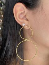 Brinco de argola dupla na semi jóia