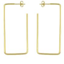 Brinco De Argola Em Formato Retangular PRI Style Folheado A Ouro 18K Antialérgico BSPRI2983