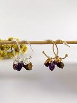 Brinco de Argola Feminina com Olho de Tigre e Ametista