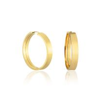 Brinco de Argola Grossa Fio Quadrado Em Ouro 18k Média 22mm