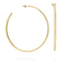 Brinco De Argola Lisa Feminino Grande Ouro 18k Elegante