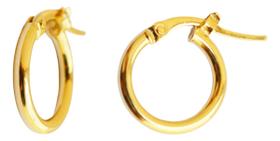 Brinco De Argola Menor Lisa Tubo Trava Ouro 18k Brinco De Argola Menor Lisa Tubo Trava Ouro 18k