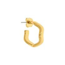 Brinco de Argola Minimalista Ondulado Dourado Brinco de Argola Minimalista Ondulado Dourado