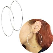 Brinco de argola prata 925 legítima fechada Grande 7cm Brinco de argola prata 925 legítima fechada Grande 7cm