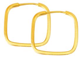 Brinco De Argola Quadrada Fio Quadrado Ouro 18k