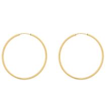 Brinco De Argola Redonda 1.7cm Fio Quadrado Em Ouro 18k-750