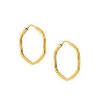 Brinco De Argola Sextavada Em Ouro 18k 750