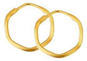 Brinco De Argola Sextavado Fio Quadrado Ouro 18k Brinco De Argola Sextavado Fio Quadrado Ouro 18k