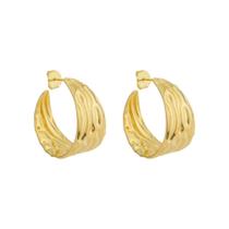 Brinco de argola texturizada michelle folheado a ouro 18k